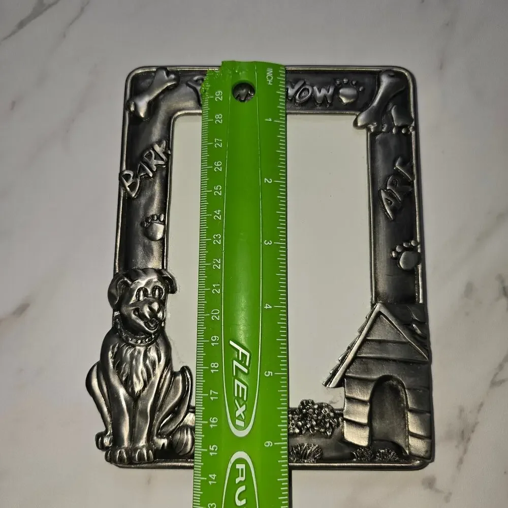 Vintage 3D Dog Frame Pewter heavy